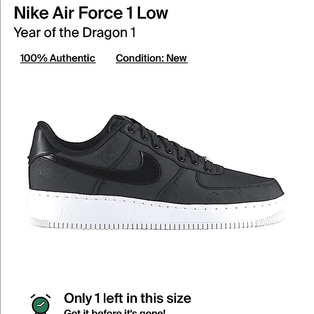 *Ultra Rare* 2012 Nike AF1 low year of the dragons size 13 dead stock w/box